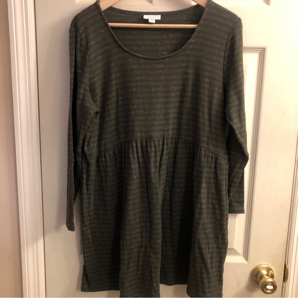 J Jill  sz L Petite. Cute stripe dress. Green